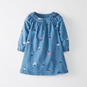 Embroidered Chambray Dress