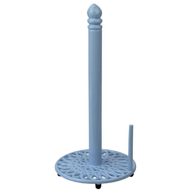 Home Basics PH45808 Sunflower Cast Iron Paper Towel Holder with Dispensing Side Bar Free-Standing Kitchen Countertop, Dinning, Blue