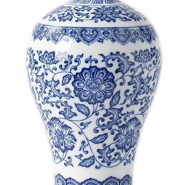 Blue and White Vase, Blue Vases Home Décor, Chinoiserie Vase, Blue and White Porcelain, Ceramic Vase for Home, Living Room, Bookshelf, Mantle Fireplace,Table Centerpieces,9"
