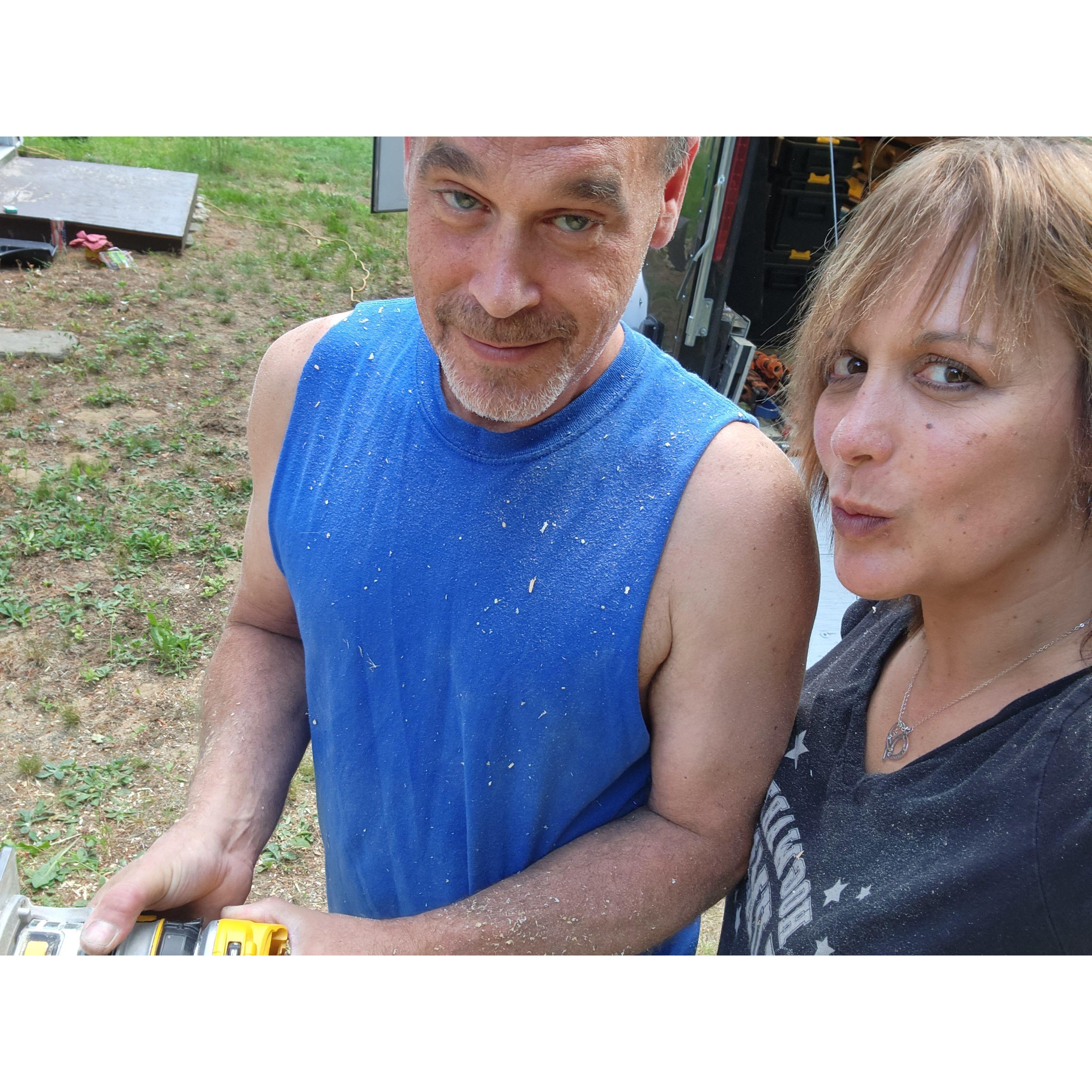 Someone is trying to show me carpentry: Yeah I think it'll take time, the look is priceless