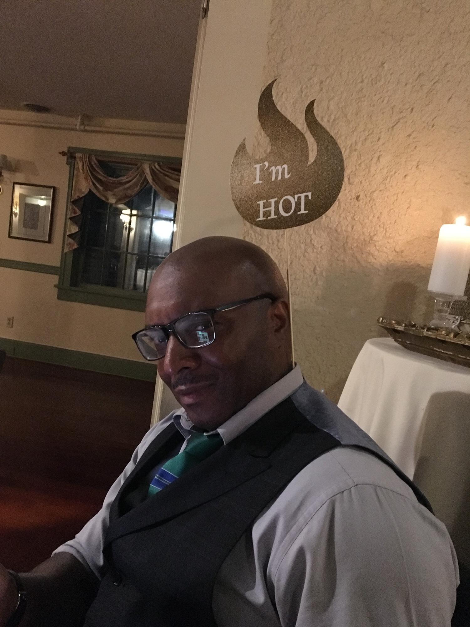 He’s hot like the sign says :)