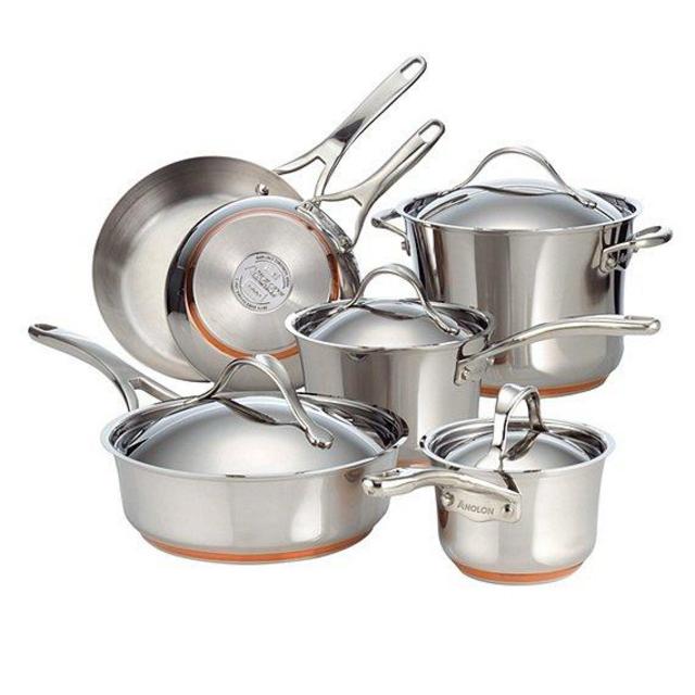 AnolonNouvelle Copper & Stainless Steel 10-Piece Cookware Set