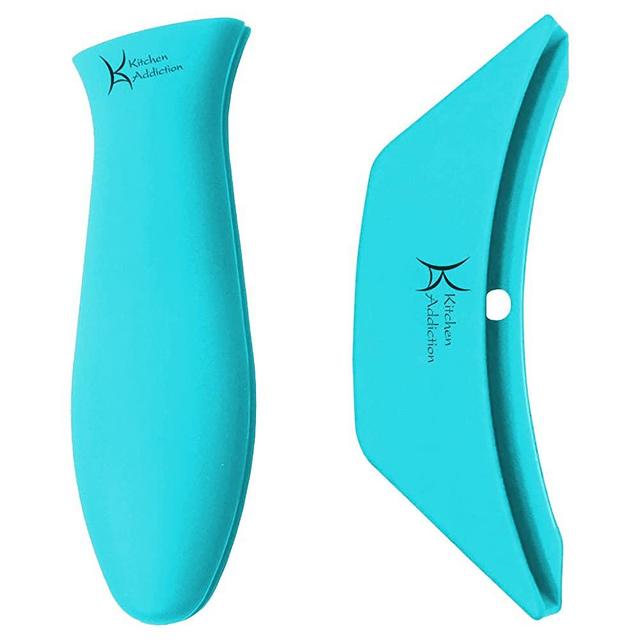 Kitchen Addiction Combo Pack - Silicone Handle Holder Sleeve Plus Silicone Assist Handle (Turquoise)