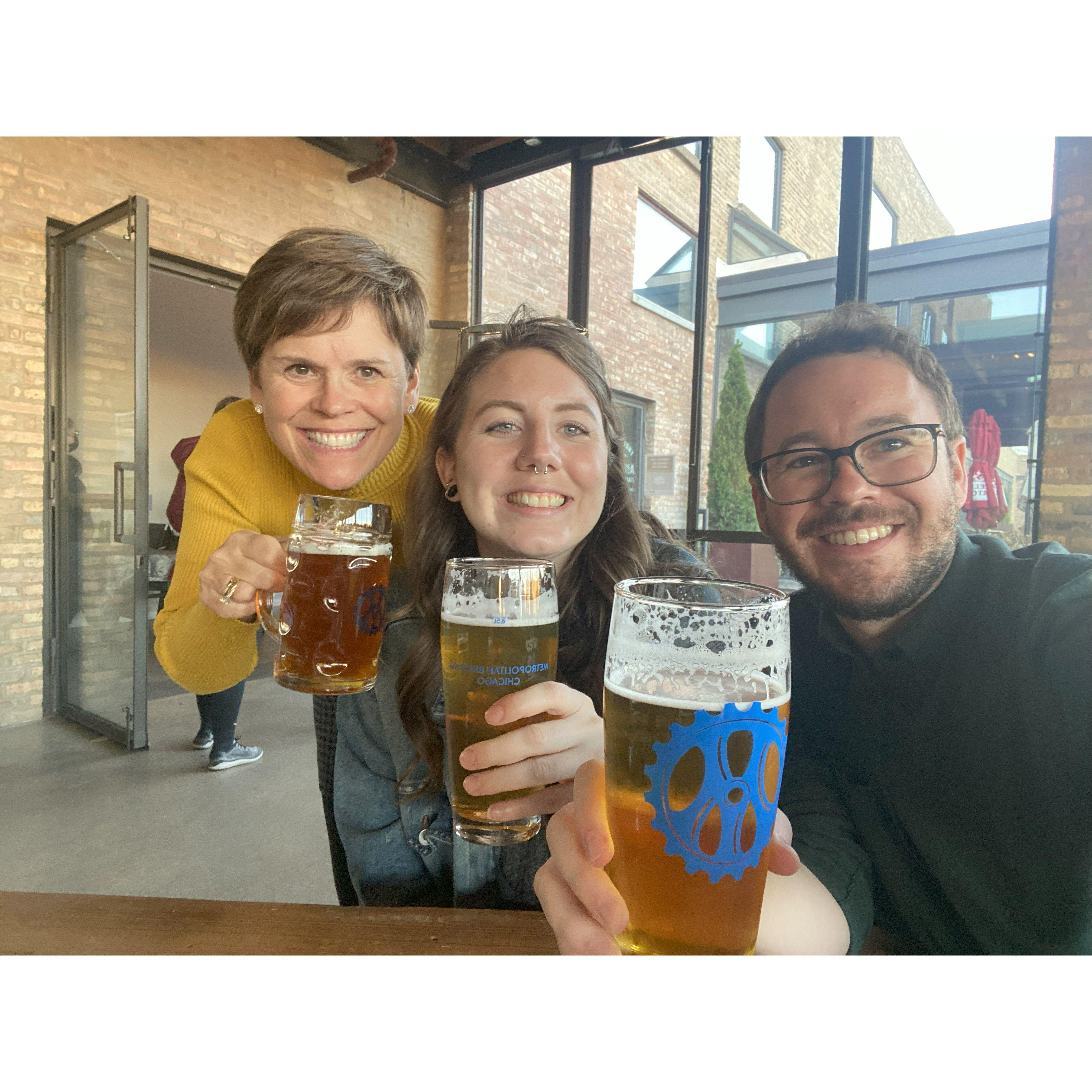 Callie meeting Marc's mom Jen for the first time - we went on a brewery crawl on bikes!