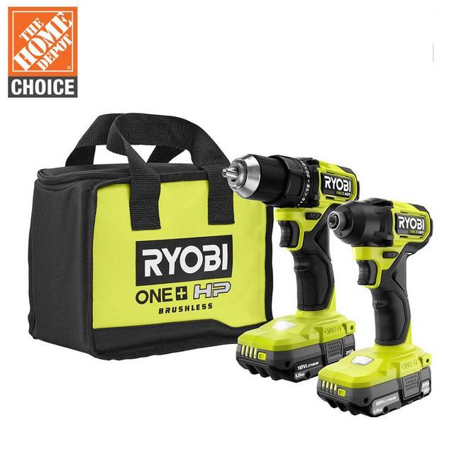ONE+ HP 18V Brushless Cordless Compact 1/2 in. Drill and Impact Driver Kit with (2) 1.5 Ah Batteries, Charger and Bag