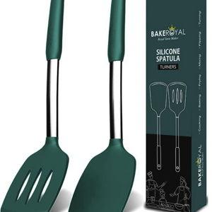 Turquoise Silicone Spatula Set - Turner Spatulas Silicone Heat Resistant 600°F - Slotted & Solid Spatula for Cooking Fish, Eggs, Pancakes Flipper – Spatulas for kitchen use