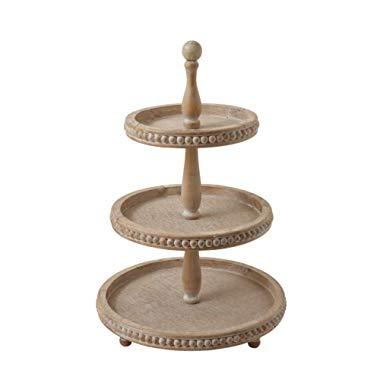Creative Co-Op Round 3-Tier Decorative Wood Tray