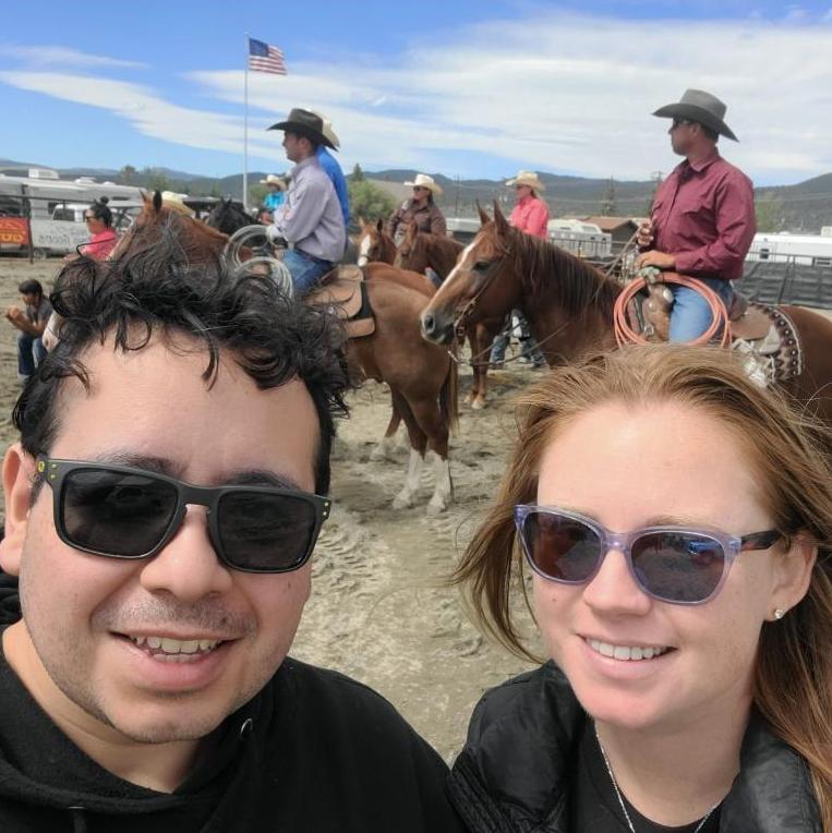 A selfie of us at the Bridgeport Rodeo