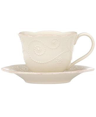 Dinnerware, French Perle Cup and Saucer Set: White