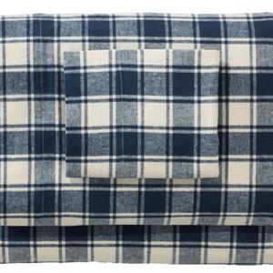 Ultrasoft Comfort Flannel Sheet Set, Check- Mariner Blue/Natural