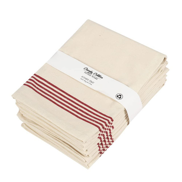 Candy Cottons Kitchen Towels Set of 6, Cotton Dish Towel, Soft Dishcloth Sets for Washing & Drying Dishes, Absorbent Tea Towels, Hand 18x28, Climate Friendly Cloth Made from Recycled Cotton, Red