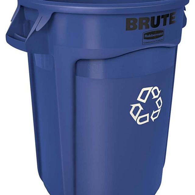 Rubbermaid Commercial Products FG262073BLUE BRUTE Heavy-Duty Round Recycling/Composting Bin, 20-Gallon, Blue Recycling