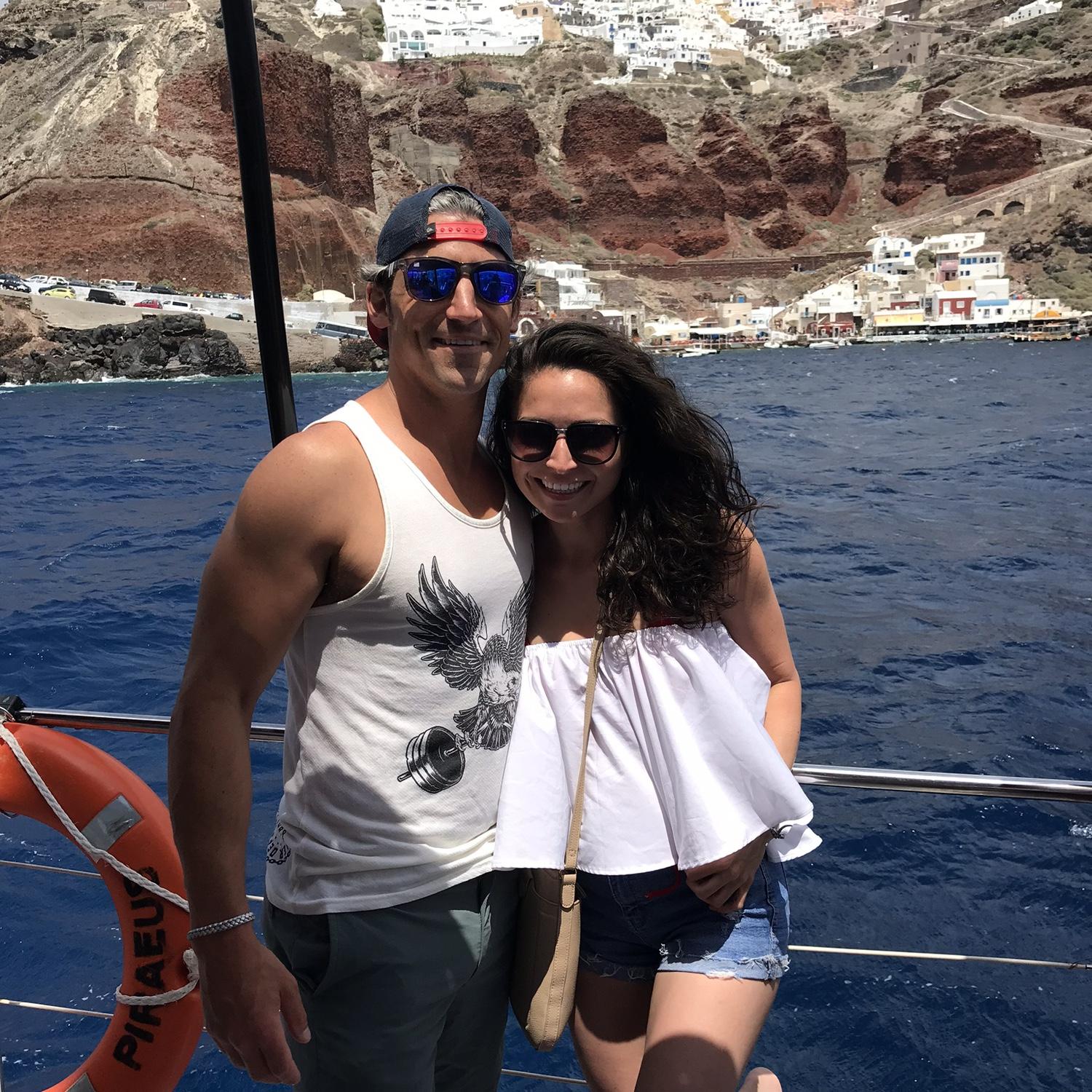 Catamaran around Santorini