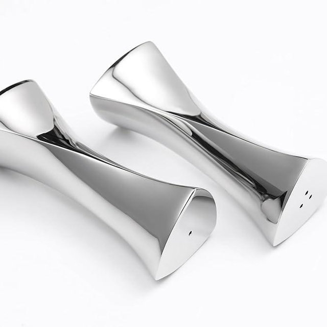 YcQuixoti 304 Stainless Steel Salt & Pepper Shakers - Non-Roll Triangular Design, Dishwasher Safe, Compact for Travel, Camping, BBQ (Silver)