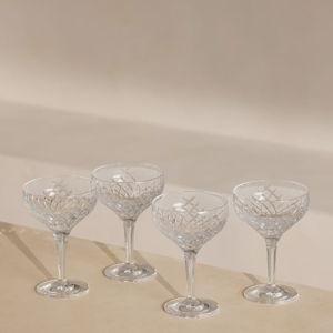 Barwell Cut Crystal Champagne Coupe, Set of Four