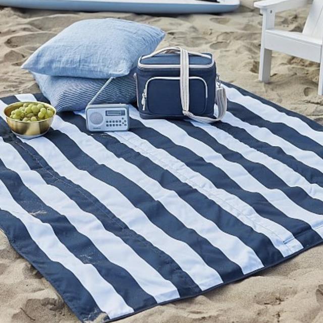 Navy Stripe Picnic Blanket