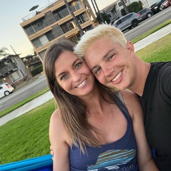 Enjoying a sunset on the bluff outside of our home in Long Beach.