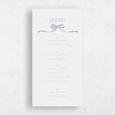 Grey Wedding Menu - Cindra
