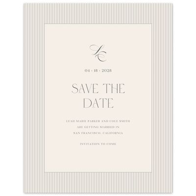 Linen, Beige Wedding Digital Save the Date - Tristabelle Portrait