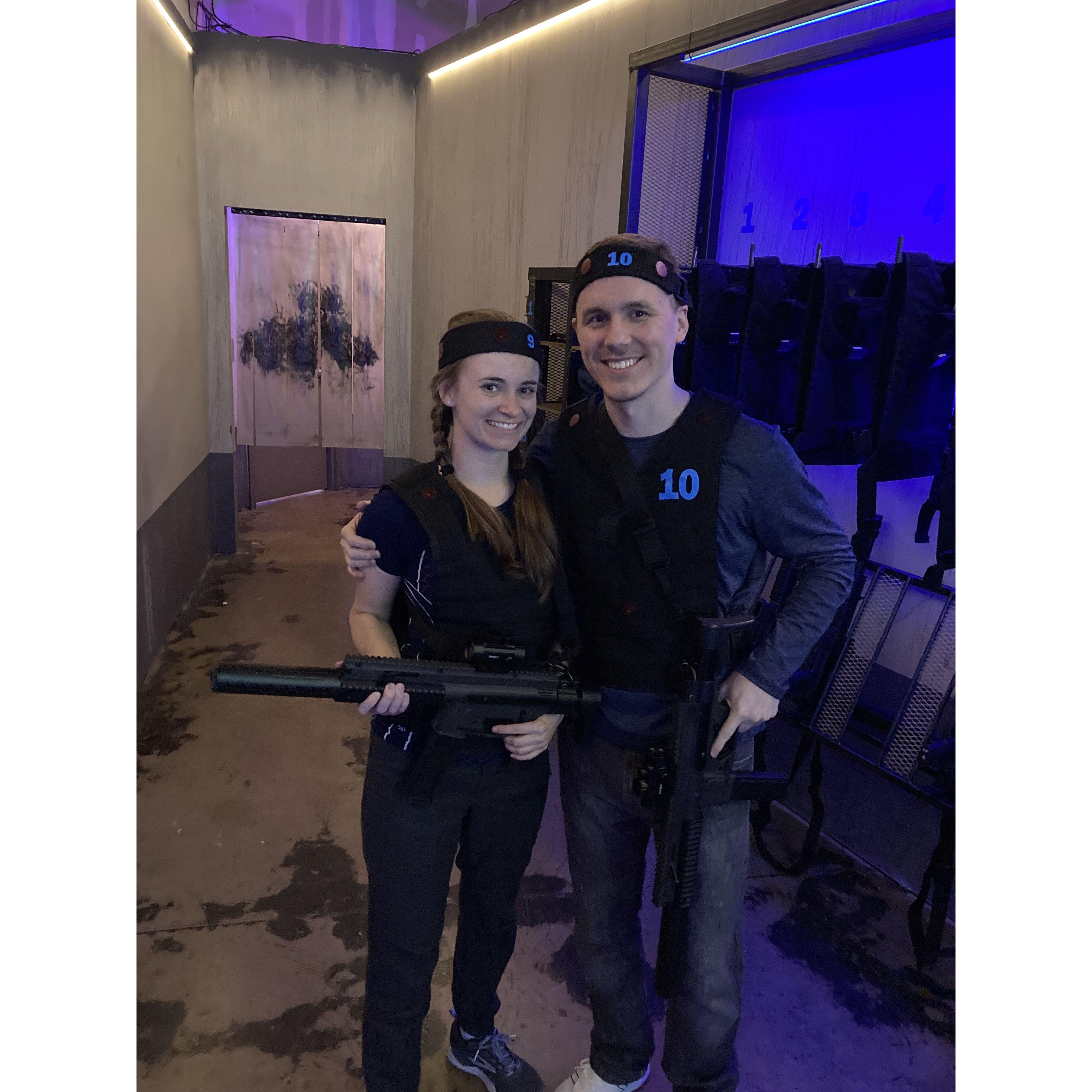 Our first date was in November of 2021, at District 57 Laser Tag in Charlotte.