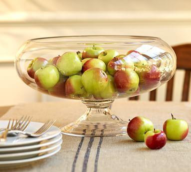 Voluminous Clear Glass Footed Bowl