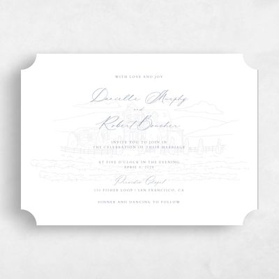 Grey Ticket Wedding Invitation - Malcesine Landscape