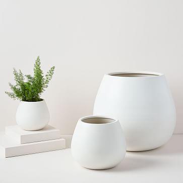 West Elm Pure White Ceramic Planters - Medium size