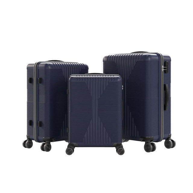 Karl home Luggage Sets 3 Piece, PP Hard Case Suitcase Set with Built-in Lock Spinner Wheels, Lightweight Durable Carry on Luggage for Business Travel - Blue (20"/24"/28")