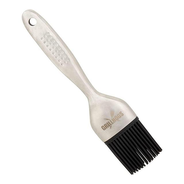 GRILLHOGS Silicone Sauce Basting Brush, 7.5" Short Handle Precision Basting Brush, Premium Stainless Steel Handle, Pastry & Barbecue Grilling, Dishwasher Safe & Heat Resistant
