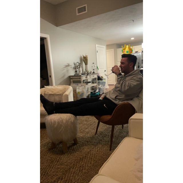 Logan relaxing after a long day of building my furniture for the new Apt !