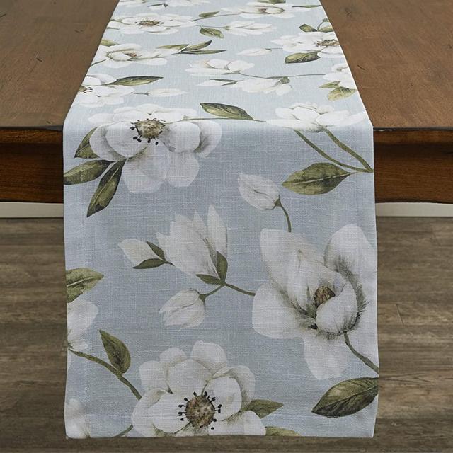 Split P Magnolia Floral Table Runner - 72" L - Blue