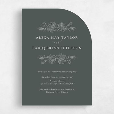 Green Half arch Wedding Invitation - Mauve Classic
