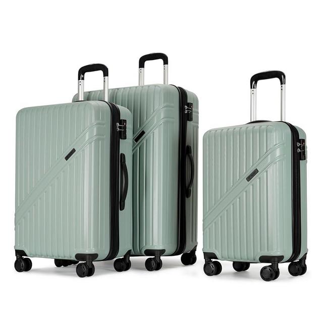 PRIMICIA GinzaTravel PC+ABS suitcase Spinner Wheels scratch-resistant Lightweight Spinner Expandable Suitcase, luggage sets,Universal wheel, (Giant series-03) (Green, 3-Piece Set(20"/25"/29"))
