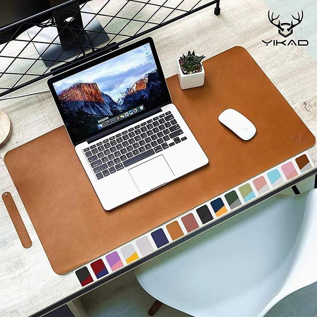 Yikda Leather Mouse pad Desk mat, Microfiber Leather Desk pad Large Mouse pad, Waterproof Desk Mat for Desktop （35.4"x17" Brown）