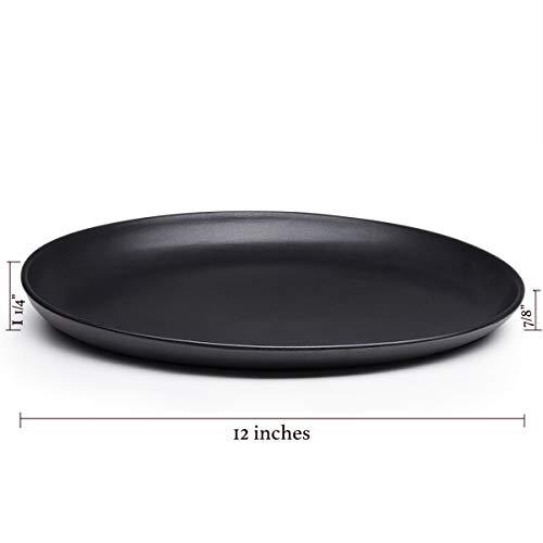 Maia Ming Designs | EVA Serving Platter | Black Matte Stoneware | Modern Tea Tray with Ergonomic Rim | Inspired by Eva Zeisel | Design Award