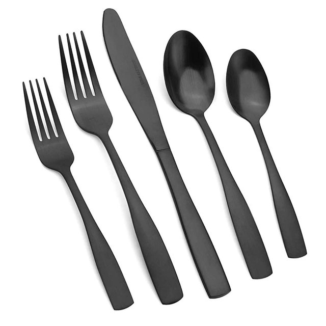 Vanys 40-Piece Silverware Set, Satin Finish Flatware Cutlery Set Service for 8, Knives/Forks/Spoons Included, Dishwasher Safe