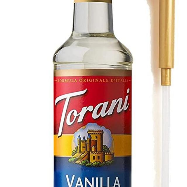 Torani Vanilla Syrup for Coffee 25.4 Ounces for Vanilla Flavored Coffee Torani Syrup with Fresh Finest Syrup Pump Dispenser