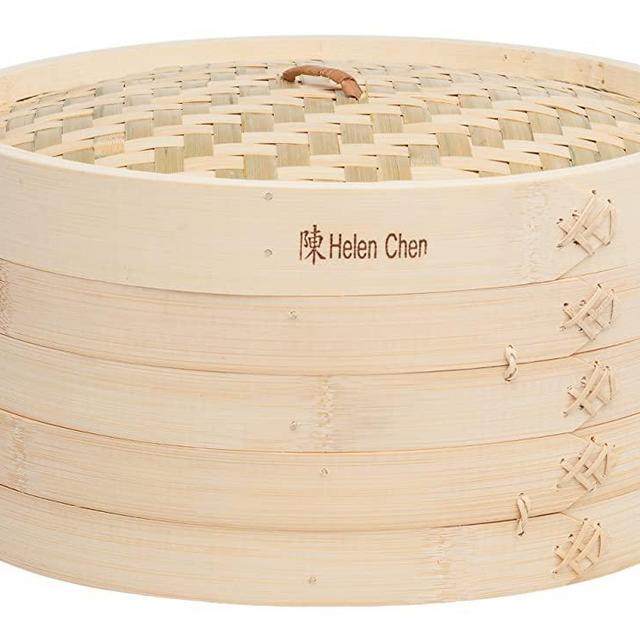 Helen's Asian Kitchen 97010 Food Steamer with Lid, 12-Inch, Natural Bamboo