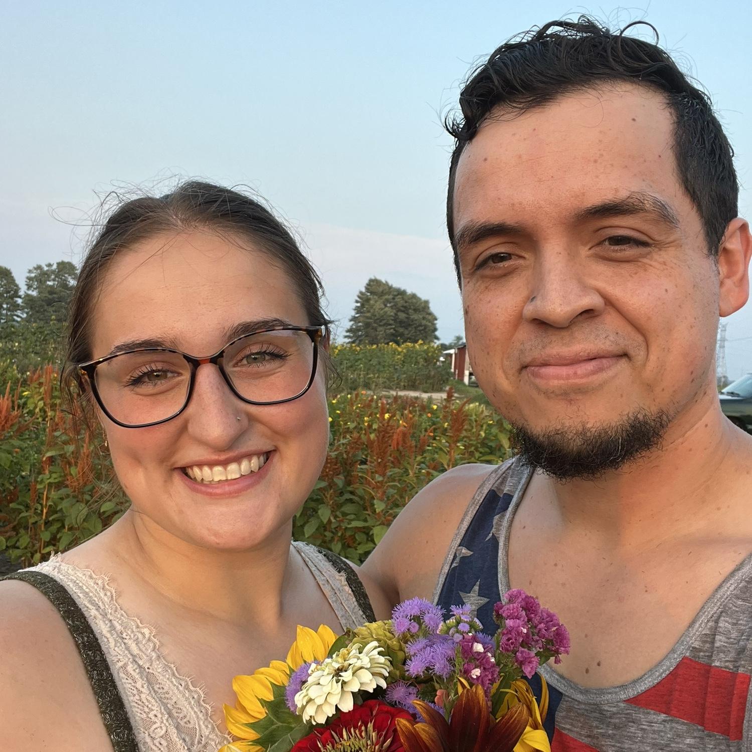 We made a bouquet together on one of our most memorable dates at Gust Brother's Flower & Produce Farm. We loved this place so much that we later did our engagement shoot here!