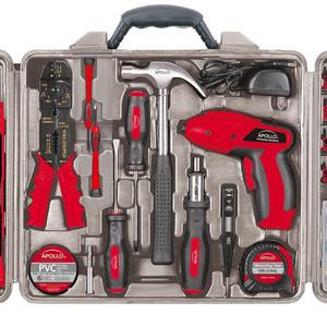 Apollo Tools DT0738 161 Piece Complete Household Tool Kit with 4.8 Volt Cordless Screwdriver and Most Useful Hand Tools and DIY accessories