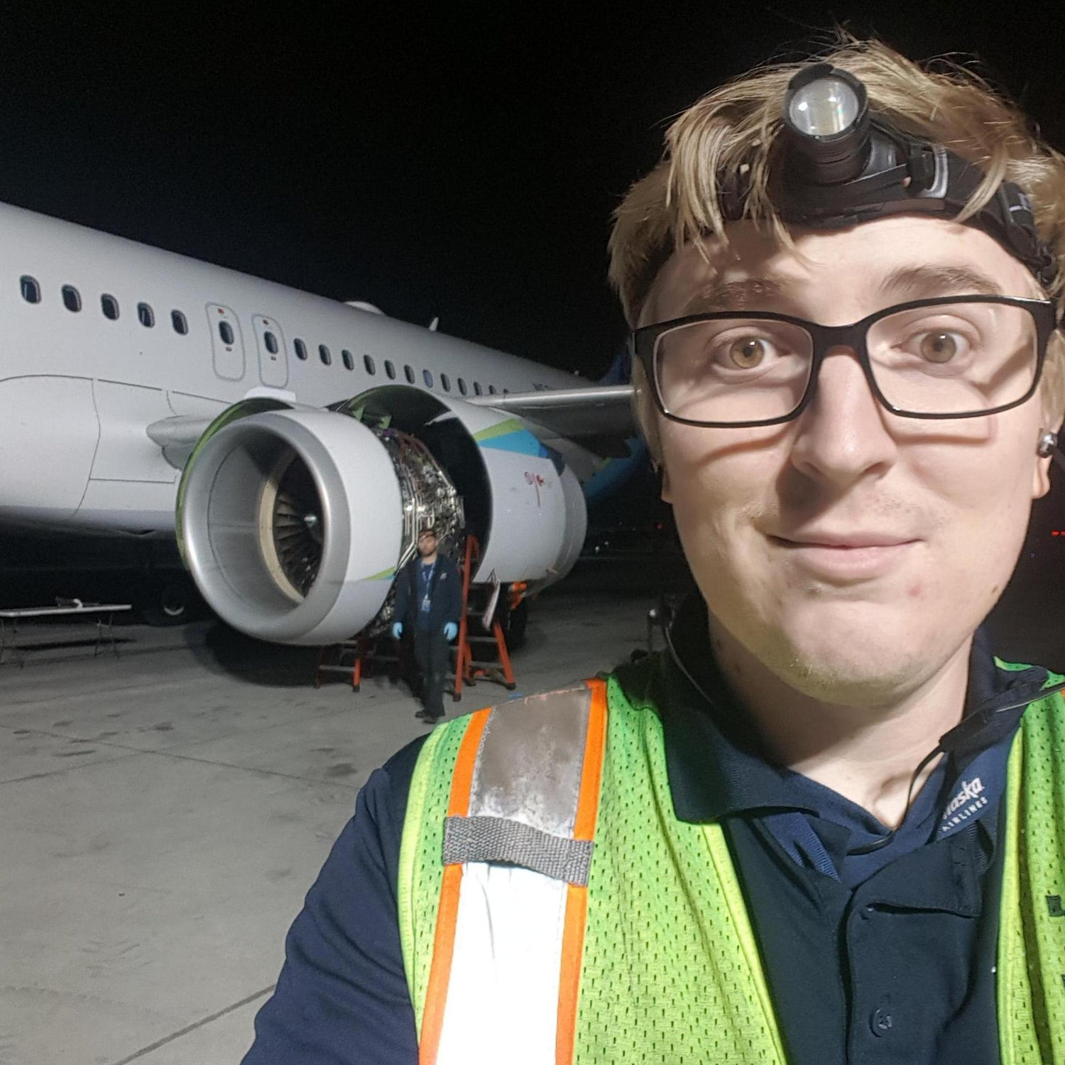 It was very difficult to be on opposite work hours while working the graveyard shift. I know Kayla always likes to see my goofy work selfies.