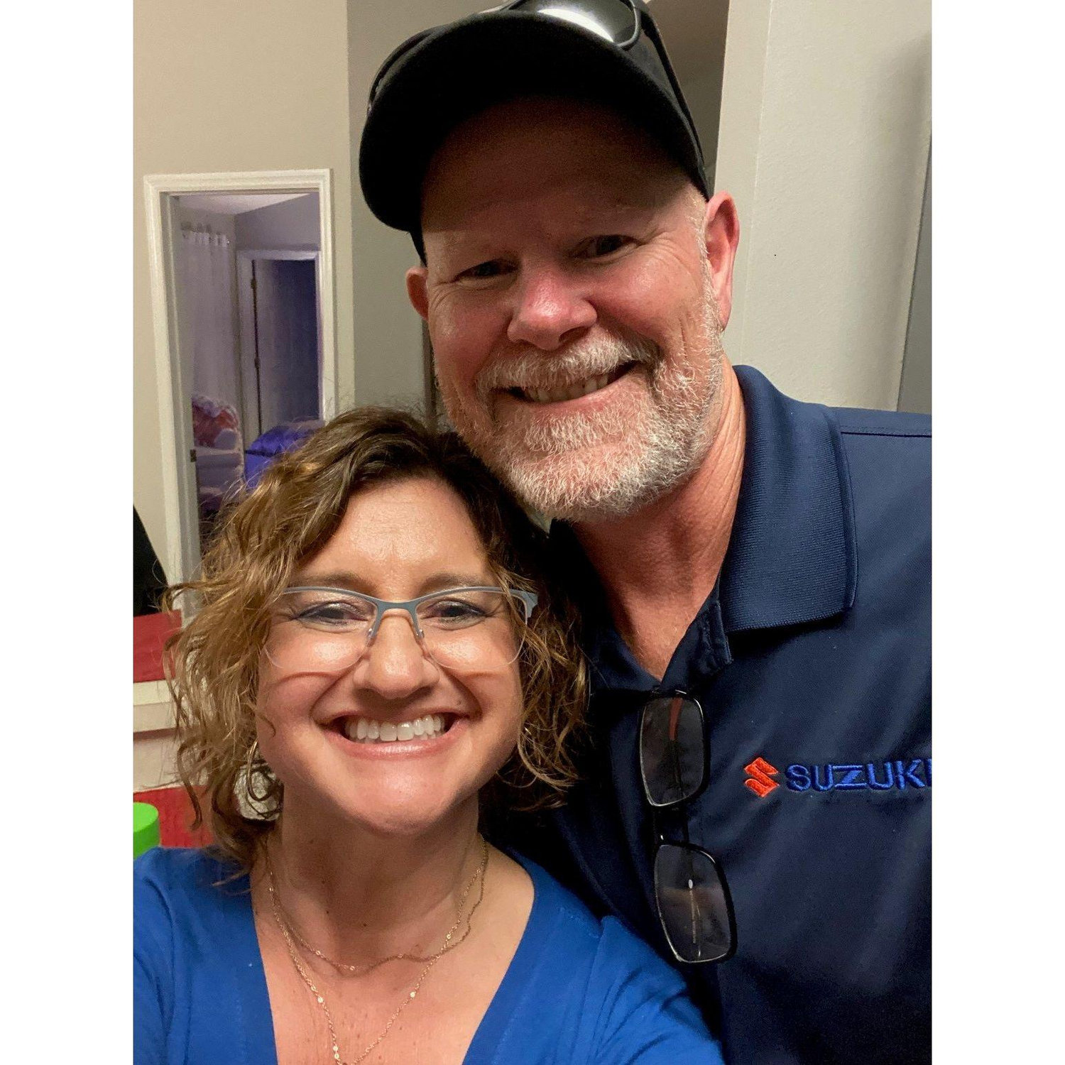 Cooking together in the kitchen--Mark is a MUCH better cook than Nealy!