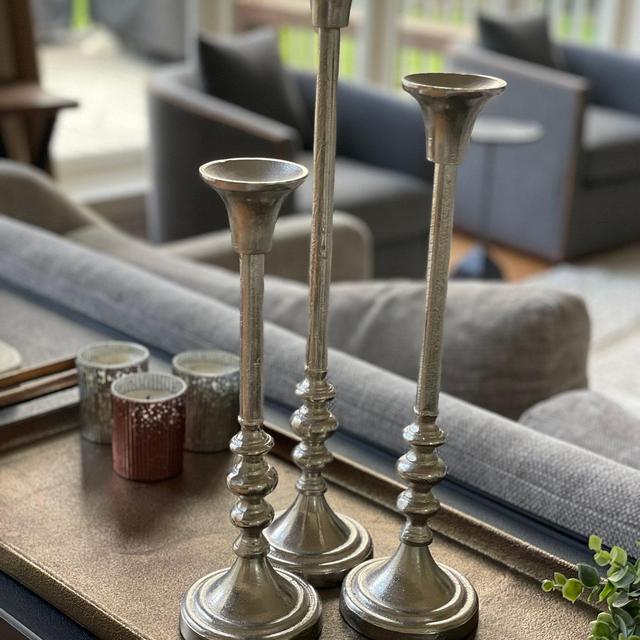 Elegant Silver Candle Holder Christmas Decorative Centerpiece Home Decor Modern Farmhouse Table Decor Holiday Unique Gift Idea