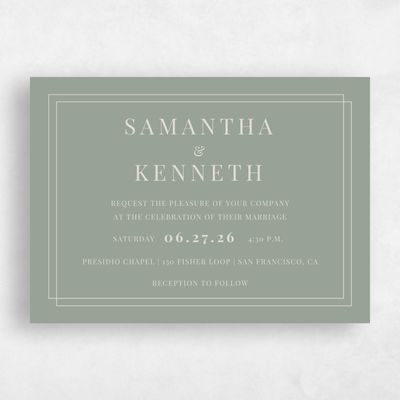 Green Classic Wedding Invitation - Dessau Landscape