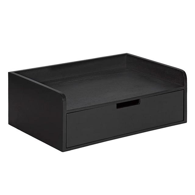 Kate and Laurel Kitt Modern Floating Wall Shelf Side Table with Drawer, 18" x 12" x 6.5", Black
