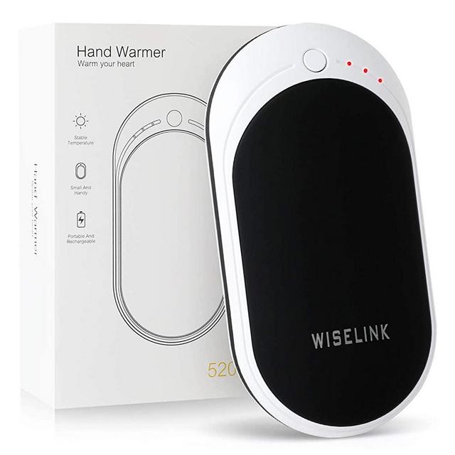 Wiselink Rechargeable Hand Warmer, 5200mAh Electric Hand Warmers Reusable, Portable USB Power Bank, Double-Sided Quick Heating Handwarmer for Hunting, Golf, Camping, Skiing, Winter Gift for Women, Men