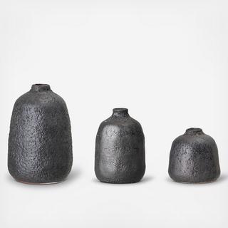 Textured Terracotta 3-Piece Vase Set