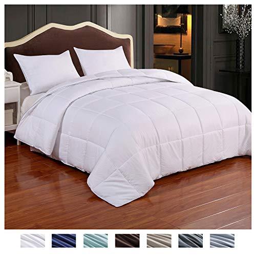 Homelike Moment Reversible Lightweight Comforter - All Season Down Alternative Comforter King Summer Duvet Insert White Quilted Bed Comforters with Corner Tabs King Size White