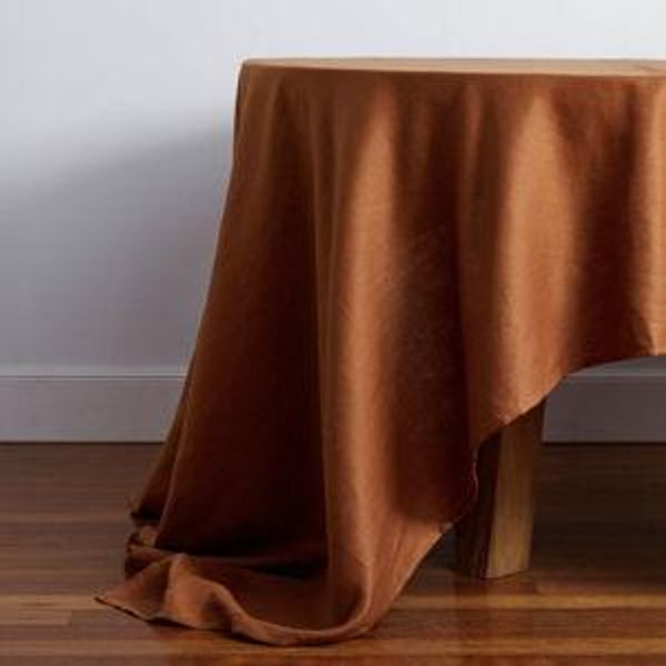 100% French Flax Linen Tablecloth (Color: Rust)