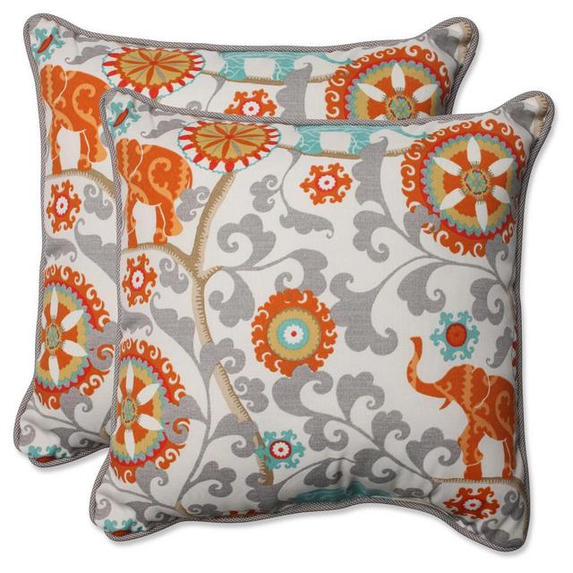 Pillow Perfect Outdoor Throw Pillow Set - Gray